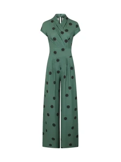 HotSquash groene jersey jumpsuit met wijduitlopende pijpen*Hot Squash Outlet