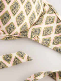 Houtblok Khaki Groen/Cream folie - Bikinibeugeltop met vulling en lage decolleté*Next Outlet