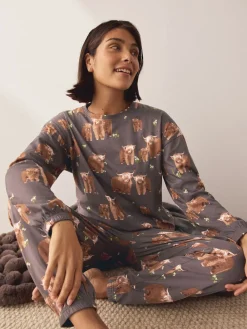 Houtskoolgrijze Hamish The Highland Cow - Pyjama met lange mouwen*Next Hot