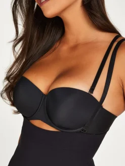 Hunkemöller - Naadloze zwarte shapewear bodysuit met hoge taille en open voorkant*Hunkemoller New