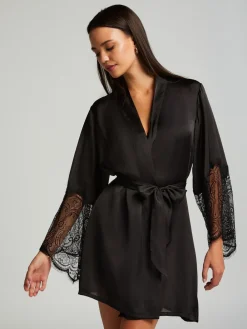 Hunkemöller Satin Kimono Black Robe*Hunkemoller Discount