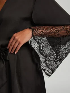 Hunkemöller Satin Kimono Black Robe*Hunkemoller Discount