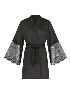 Hunkemöller Satin Kimono Black Robe*Hunkemoller Discount