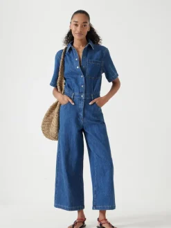 Evelyn Short Sleeve Denim Jumpsuit*Hush Outlet