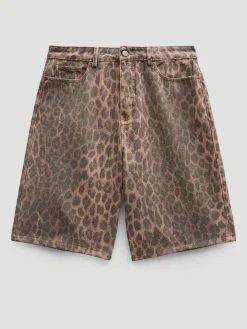 Leopard Print Denim Bermuda Shorts*Hush