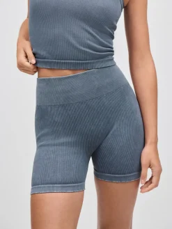 Indigoblauw - Geribbelde fietsshort met hoge taille*Next Sale