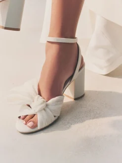 Ivoor - Forever Comfort® Bruiloft Strik Block Bruid hakken Schoenen*Next Clearance