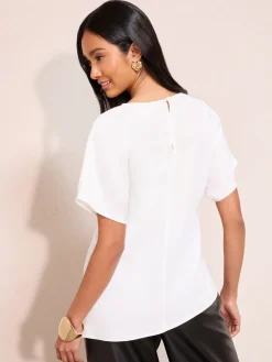 - Pleated Waist Detail Short Sleeve Blouse*Friends Like These Sale