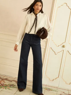 Ivoor - Long Sleeve Button Through Lace Trim Shirt*Love & Roses Discount