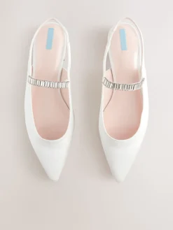 Ivoor - Mary Jane bruidsschoenen met hielbandje en puntige neus voor bruiloft*Next New