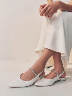 Ivoor - Mary Jane bruidsschoenen met hielbandje en puntige neus voor bruiloft*Next New