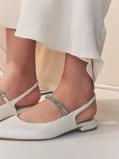 Ivoor - Mary Jane bruidsschoenen met hielbandje en puntige neus voor bruiloft*Next New