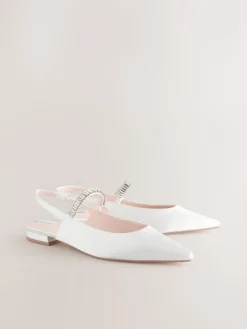 Ivoor - Mary Jane bruidsschoenen met hielbandje en puntige neus voor bruiloft*Next New