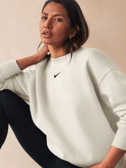 Ivoor - - Oversized fleece sweatshirt met ronde hals*Nike Best