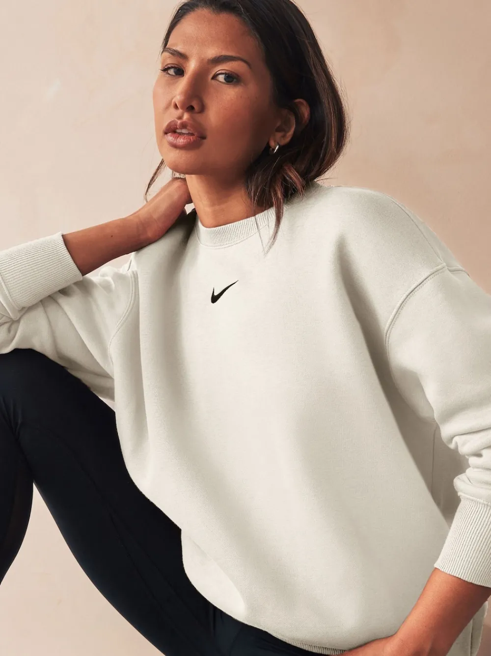 Ivoor - - Oversized fleece sweatshirt met ronde hals*Nike Best