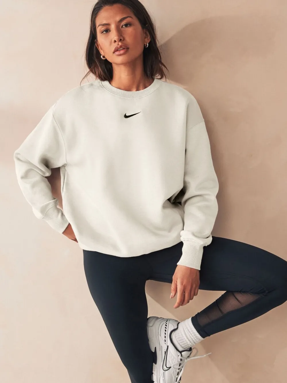 Ivoor - - Oversized fleece sweatshirt met ronde hals*Nike Best