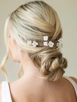 set van Fleur gebloemde keramische haarspelden*Ivory & Co Clearance