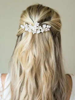 Snowdrop haarspeld met mooie keramische bloemen*Ivory & Co Online