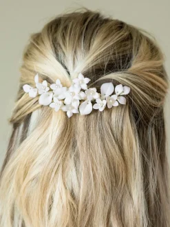 Snowdrop haarspeld met mooie keramische bloemen*Ivory & Co Online