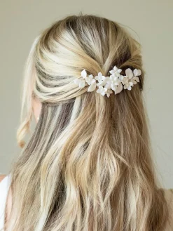 Snowdrop haarspeld met mooie keramische bloemen*Ivory & Co Online