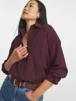 Stripe Twill Oversized Long Sleeve Shirt*JD Williams Clearance