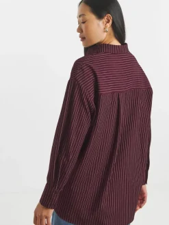 Stripe Twill Oversized Long Sleeve Shirt*JD Williams Clearance