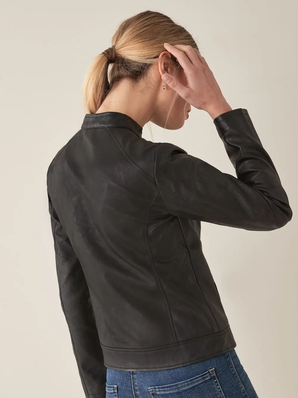 kraagloze imitatieleren 100% katoenen jack*JDY Clearance