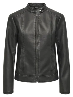 kraagloze imitatieleren 100% katoenen jack*JDY Clearance