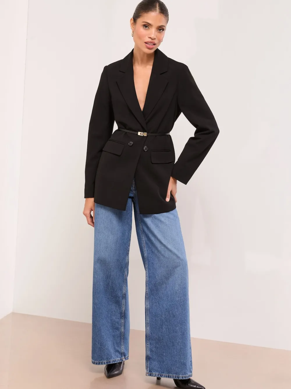 Jet black - - Relaxte lange maatsnitblazer*Lipsy