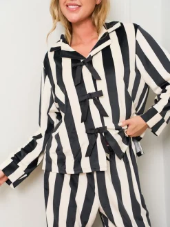 Bow Traditional Black Pyjamas Set*Jim Jam the Label Clearance