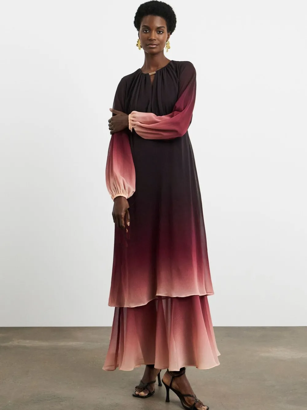 Pink Ombre Tiered Maxi Dress*Joanna Hope Hot