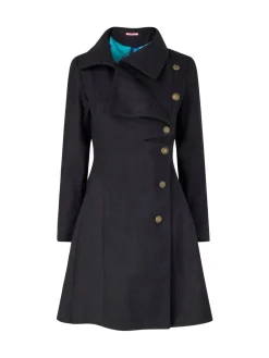 Oversized Collar Black Coat*Joe Browns Outlet