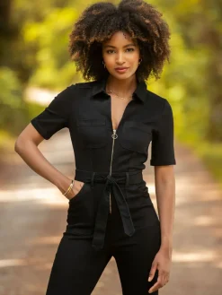 Roxie jumpsuit van denim voor tenger postuur*Joe Browns