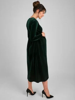 fluwelen zwangerschaps- en borstvoedingsjurk met overslag en V-hals*Jojo Maman Bébé Discount