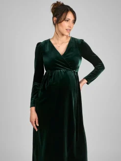 fluwelen zwangerschaps- en borstvoedingsjurk met overslag en V-hals*Jojo Maman Bébé Discount