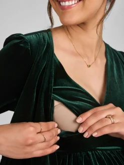 fluwelen zwangerschaps- en borstvoedingsjurk met overslag en V-hals*Jojo Maman Bébé Discount