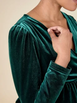 fluwelen zwangerschaps- en borstvoedingsjurk met overslag en V-hals*Jojo Maman Bébé Discount