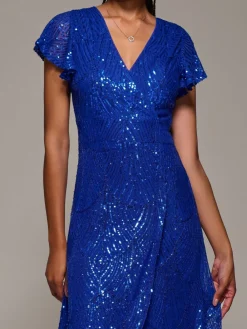 Frill Short Sleeve Sequin Maxi Dress*Jolie Moi Outlet