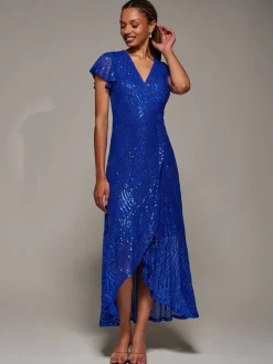 Frill Short Sleeve Sequin Maxi Dress*Jolie Moi Outlet