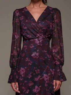 Long Sleeve Ruffle Hem Mesh Maxi Dress*Jolie Moi Online