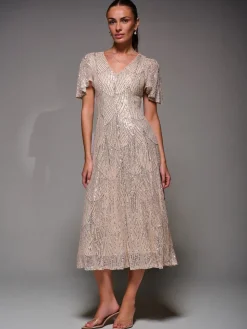 Sequin Angel Sleeve Fit & Flare Midaxi Dress*Jolie Moi