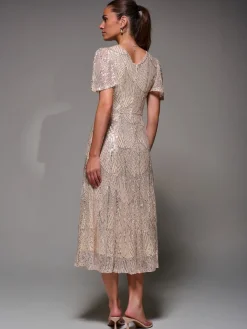 Sequin Angel Sleeve Fit & Flare Midaxi Dress*Jolie Moi