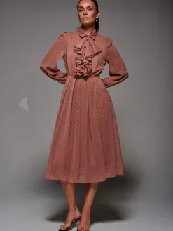 Textured Chiffon Ruffle Shirt Dress*Jolie Moi Best