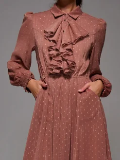 Textured Chiffon Ruffle Shirt Dress*Jolie Moi Best