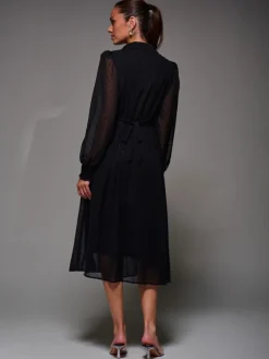 Textured Chiffon Ruffle Shirt Dress*Jolie Moi