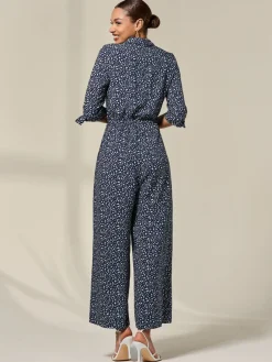Tie Half Sleeve Wide Leg Jumpsuit*Jolie Moi Best