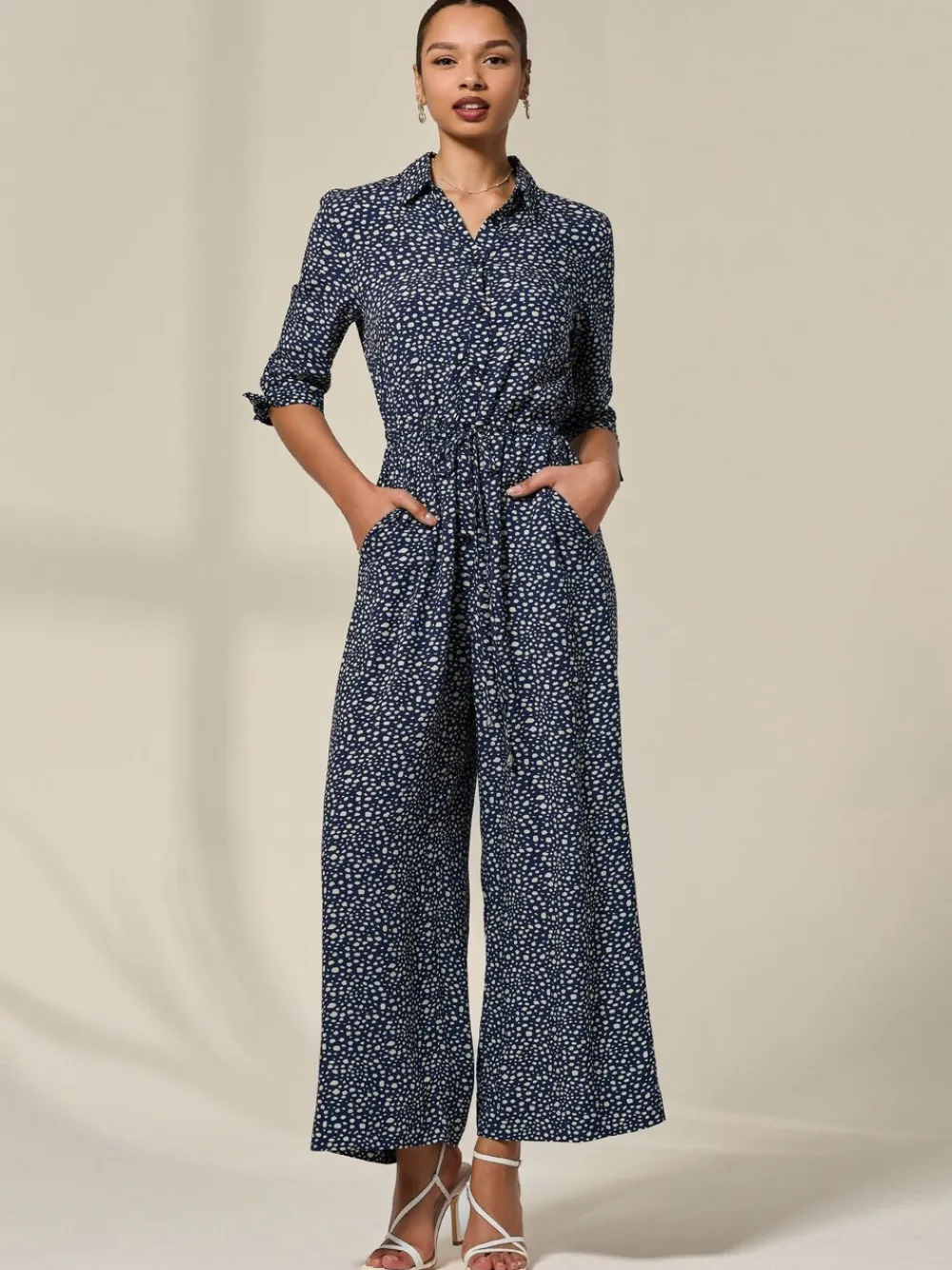 Tie Half Sleeve Wide Leg Jumpsuit*Jolie Moi Best