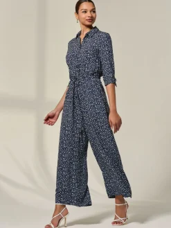 Tie Half Sleeve Wide Leg Jumpsuit*Jolie Moi Best