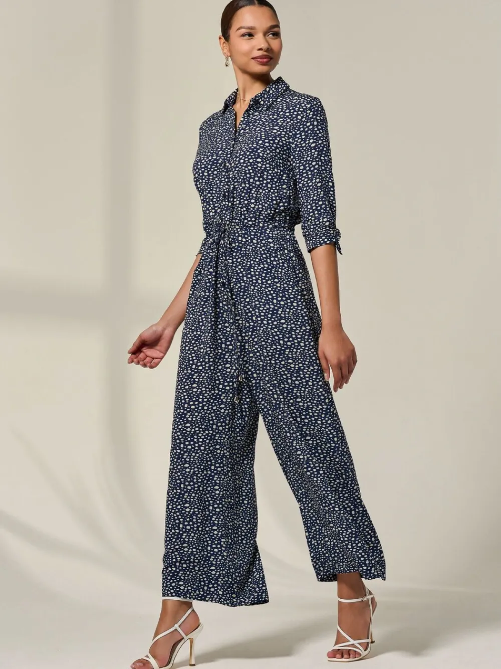 Tie Half Sleeve Wide Leg Jumpsuit*Jolie Moi Best