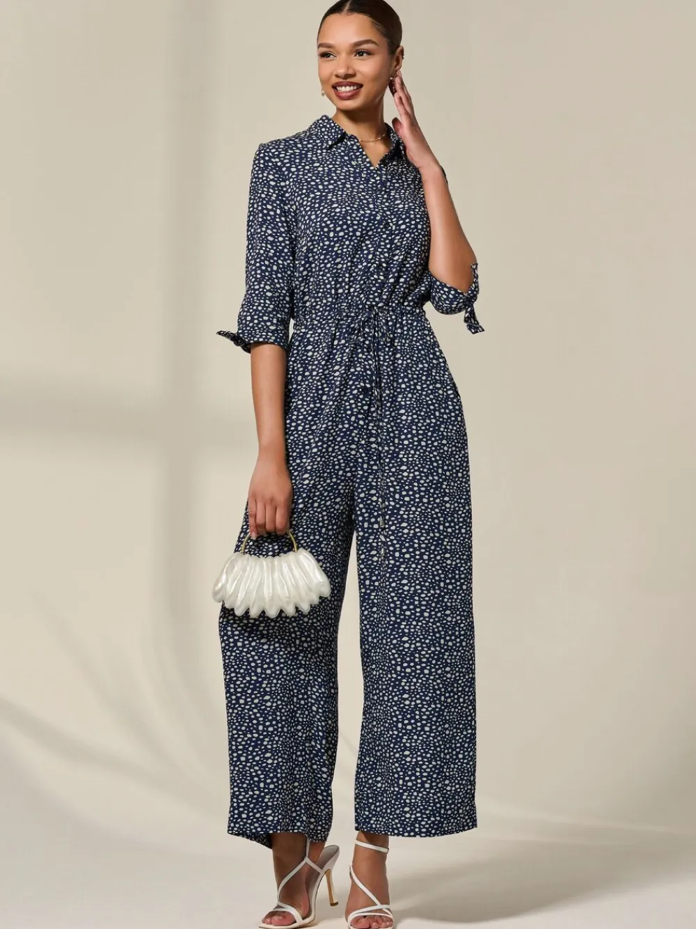 Tie Half Sleeve Wide Leg Jumpsuit*Jolie Moi Best